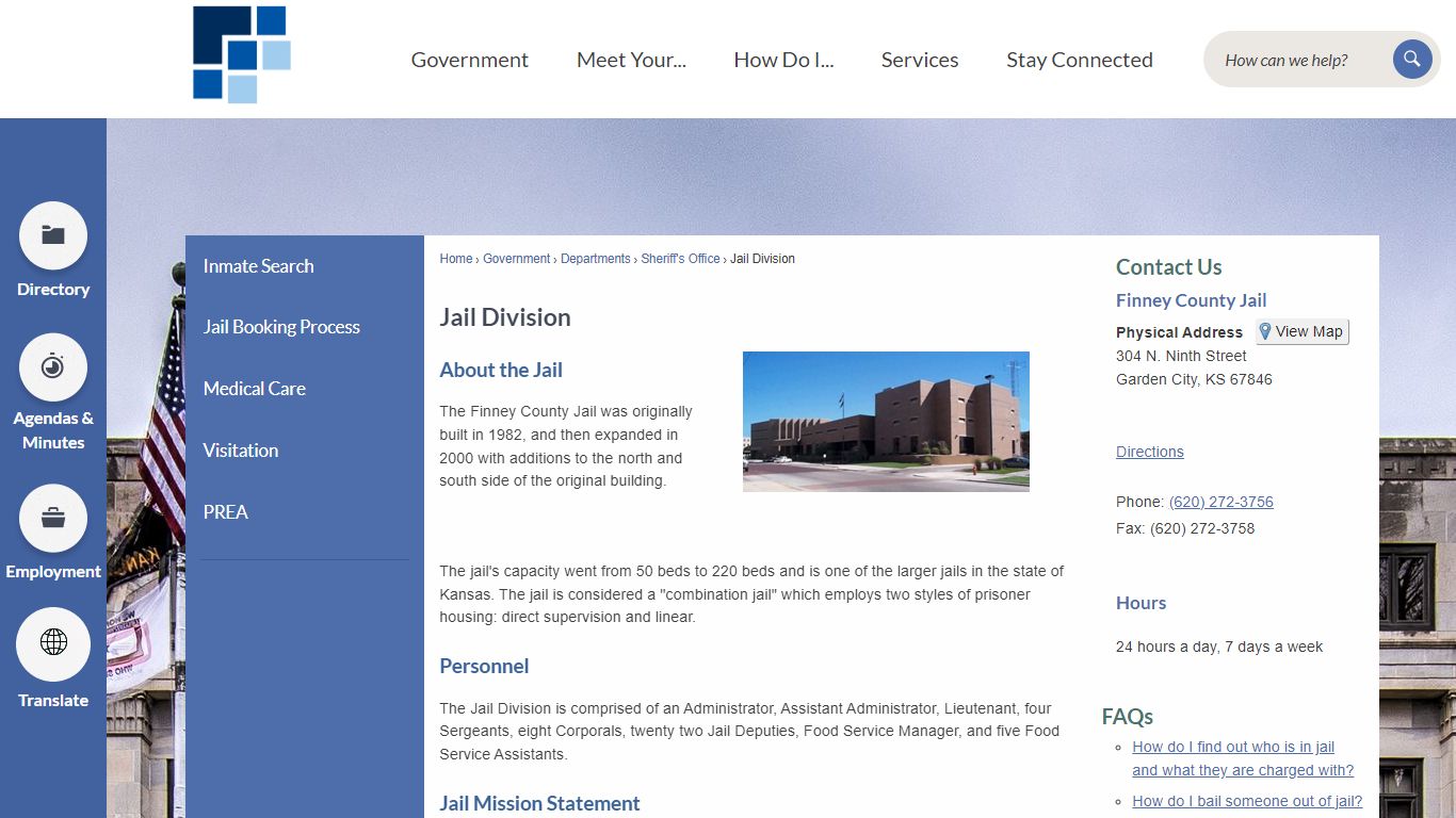Jail Division | Finney County, KS - Official Website