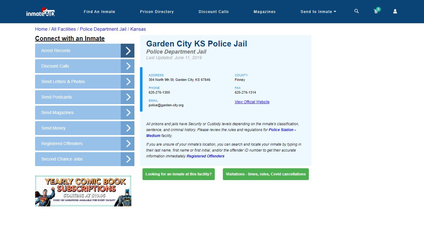 Garden City KS Police Jail & Inmate Search - Garden City, KS